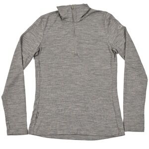 Icebreaker Sweater Bodyfit 260 Womens Small Gray Merino Wool 1/4 Zip Base Layer